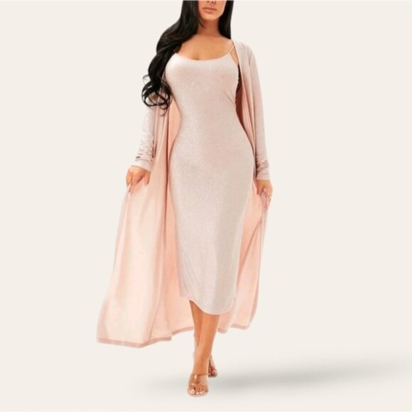 Shimmer Cami Midi Dress in Peach Pink- Size Small- NWOT - Picture 6 of 10